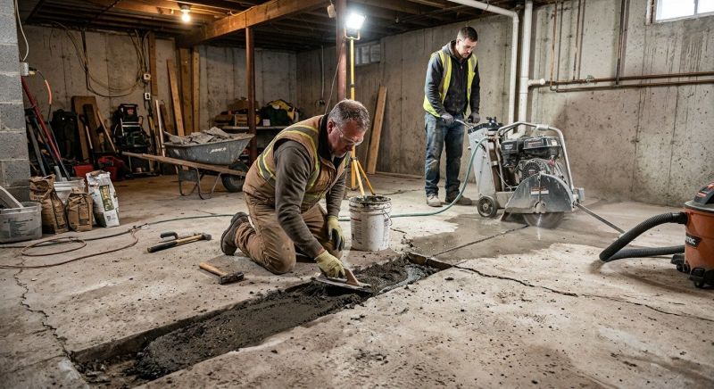 Cracked Basement Floor Repair in Flowery Branch, GA